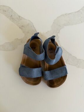 H&M Kids Blue Suede-Look Double Strap Sandals